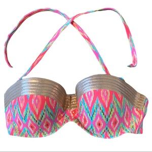 Shade & Shore Convertible Pink Gold Bikini Top 34D